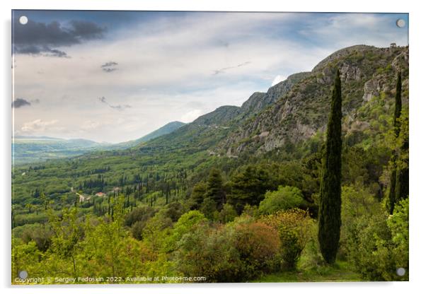 Balcan mountains in Konavle region near Dubrovnik. Acrylic by Sergey Fedoskin