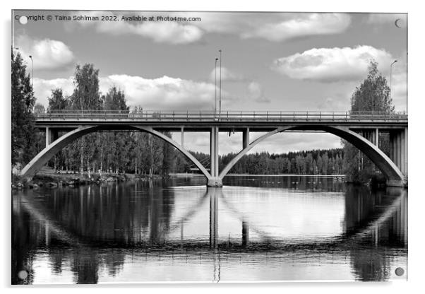 Äänekoski Bridge, Finland Monochrome Acrylic by Taina Sohlman