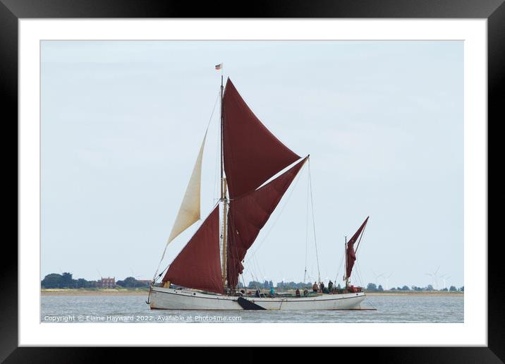 Thames barge 'Reminder' on the River Colne Framed Mounted Print by Elaine Hayward