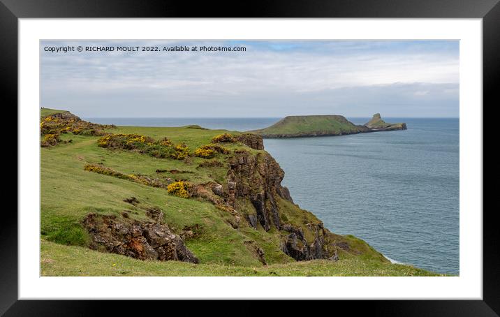 Worms Head at Rhossili on Gower Framed Mounted Print by RICHARD MOULT