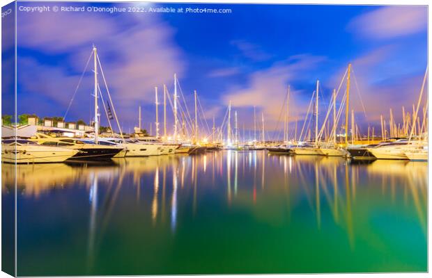 Boats moored in Palma Port in Majorca in the Evening Canvas Print by Richard O'Donoghue