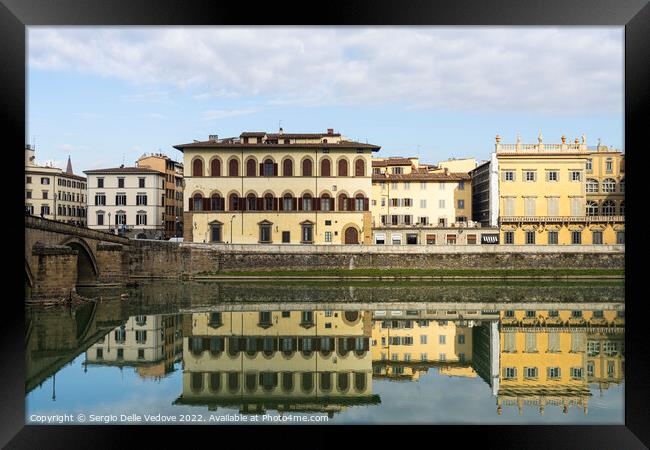 The palaces on the banks of the Arno River in Florence, Italy Framed Print by Sergio Delle Vedove