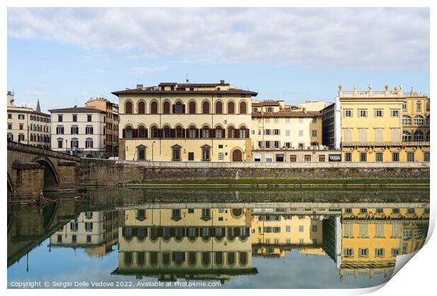 The palaces on the banks of the Arno River in Florence, Italy Print by Sergio Delle Vedove