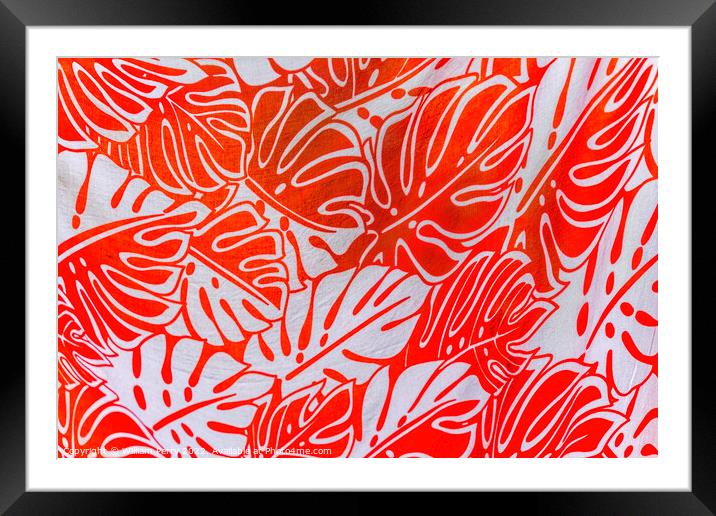 Colorful Red White Tropical Tahitian Cloth Moorea Tahiti Framed Mounted Print by William Perry