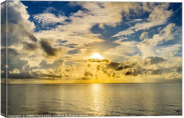 Sunset Cloudscape Blue Water Moorea Tahiti Canvas Print by William Perry