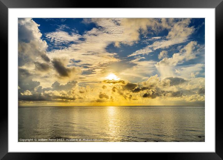 Sunset Cloudscape Blue Water Moorea Tahiti Framed Mounted Print by William Perry