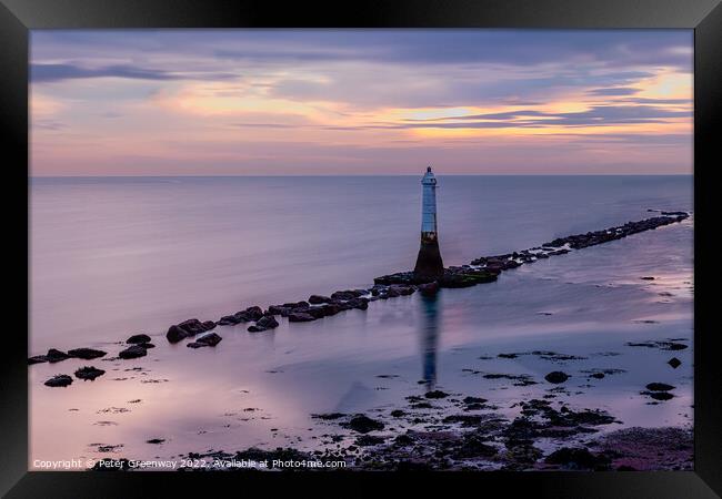 Lighthouse Beacon On The Ness At Shaldon Ay Dawn Framed Print by Peter Greenway