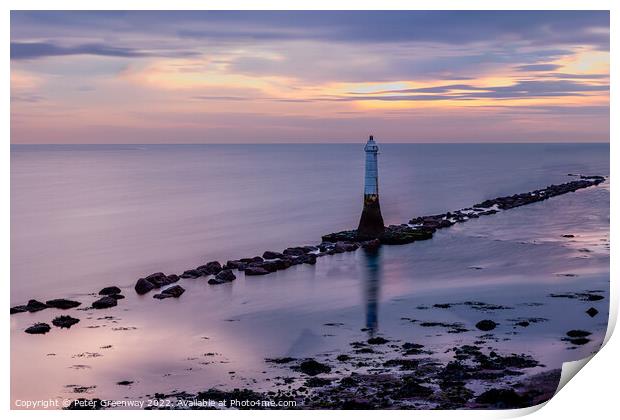Lighthouse Beacon On The Ness At Shaldon Ay Dawn Print by Peter Greenway