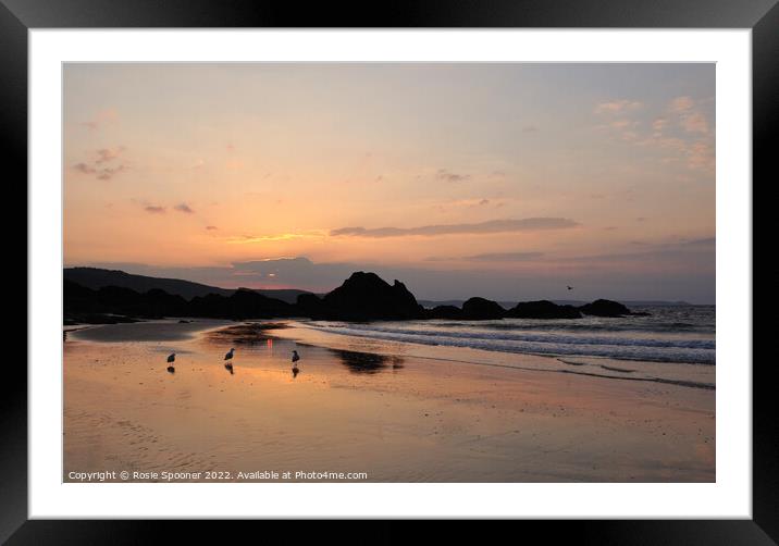 Low tide sunrise on Looe Beach Framed Mounted Print by Rosie Spooner