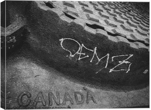 Graffiti on a manhole  Canvas Print by Craig Weltz