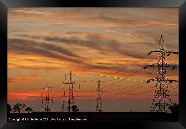 Megawatt Alley Pylon Sunset Framed Print by K7 Photography