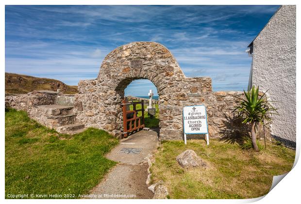 Gateway to St Padrig's Church, Llanbadrig, Anglesey, Wales Print by Kevin Hellon