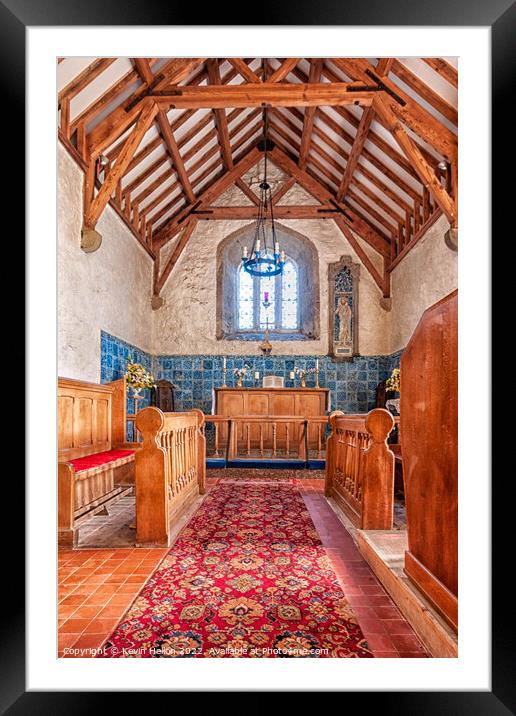 Interior of St Padrig's Church, Llanbadrig, Anglesey, Wales Framed Mounted Print by Kevin Hellon