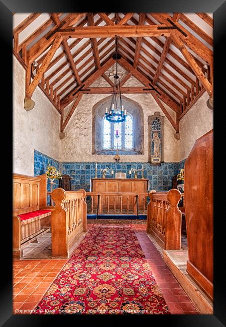 Interior of St Padrig's Church, Llanbadrig, Anglesey, Wales Framed Print by Kevin Hellon