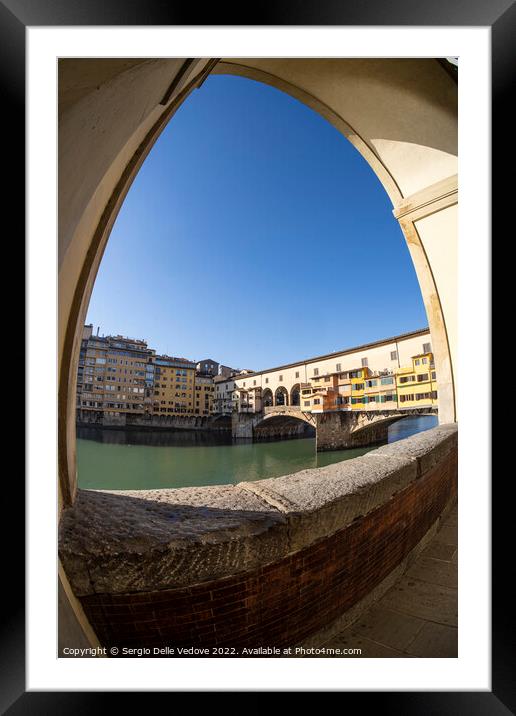 Ponte Vecchio bridge in Florence, Italy Framed Mounted Print by Sergio Delle Vedove
