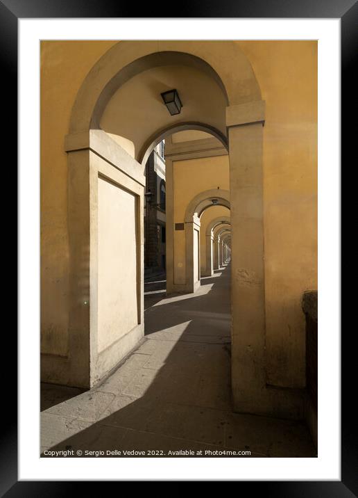 the Lungarno riverside in Florence, Italy Framed Mounted Print by Sergio Delle Vedove