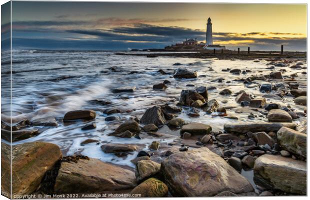 St Mary's Lighthouse Sunrise Canvas Print by Jim Monk