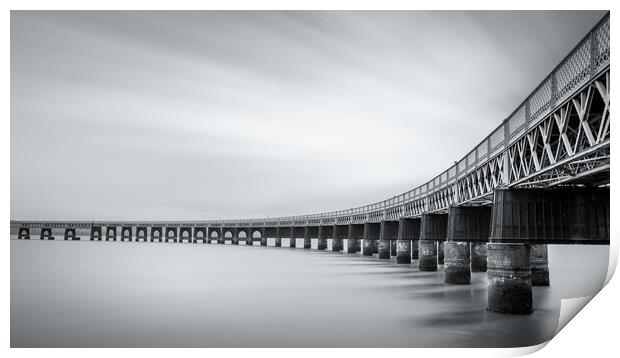 Tay Rail Bridge in black and white  Print by Anthony McGeever