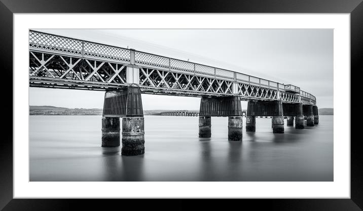 Tay Rail Bridge Mono Framed Mounted Print by Anthony McGeever