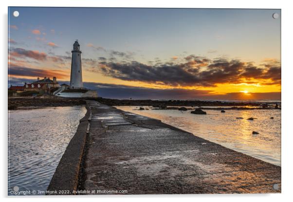 Sunrise at St Mary's Lighthouse  Acrylic by Jim Monk
