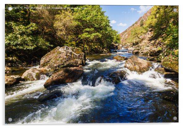 Afon Glaslyn River in Aberglaslyn Pass Snowdonia Acrylic by Pearl Bucknall