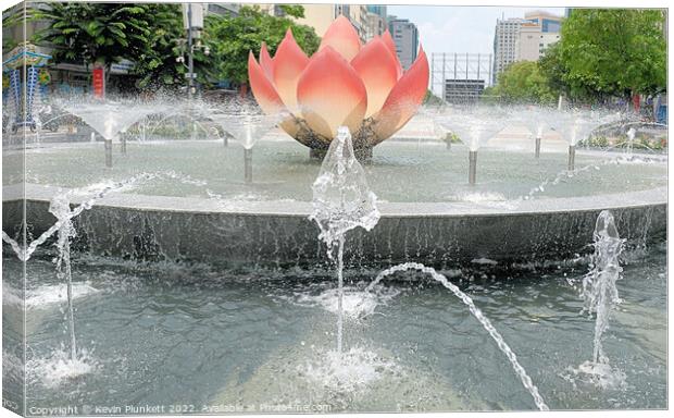 Water Fountain Nguyen Hue. Ho Chi Minh Vietnam  Canvas Print by Kevin Plunkett