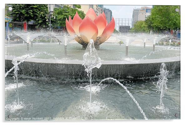 Water Fountain Nguyen Hue. Ho Chi Minh Vietnam  Acrylic by Kevin Plunkett