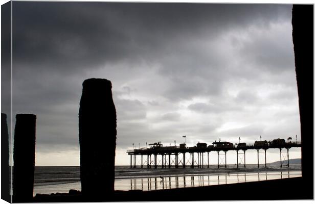 Teignmouth Pier And Beach Devon England UK Canvas Print by Andy Evans Photos