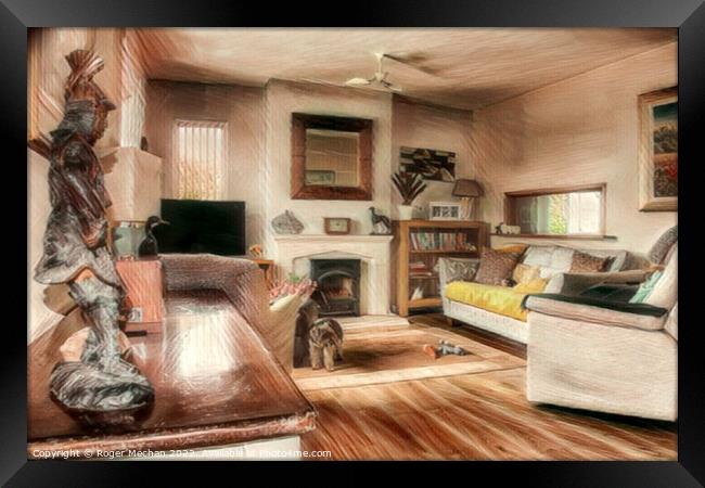 Cozy Rustic Living Room Framed Print by Roger Mechan