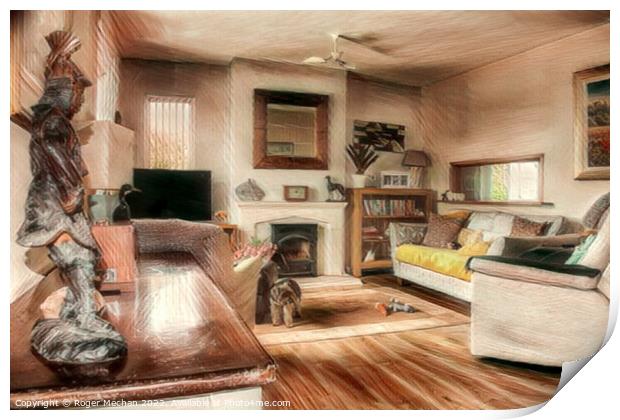 Cozy Rustic Living Room Print by Roger Mechan