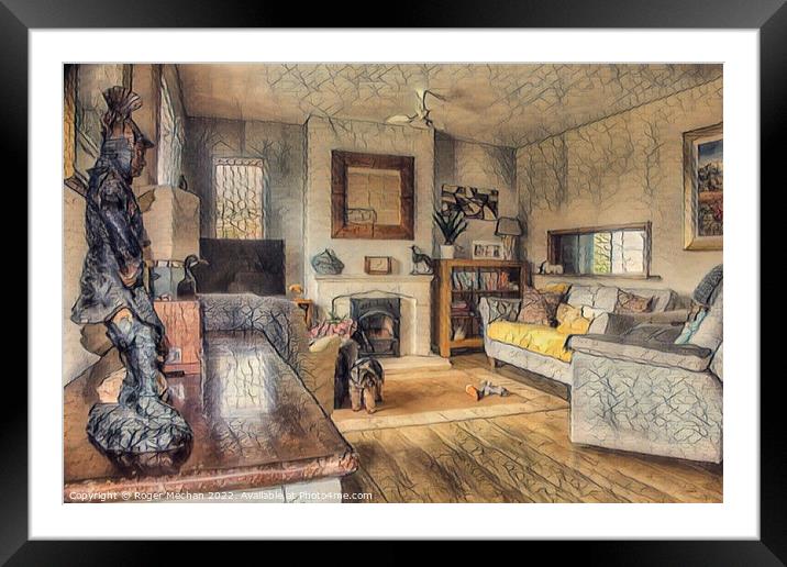 "Cubist Living Room" Framed Mounted Print by Roger Mechan
