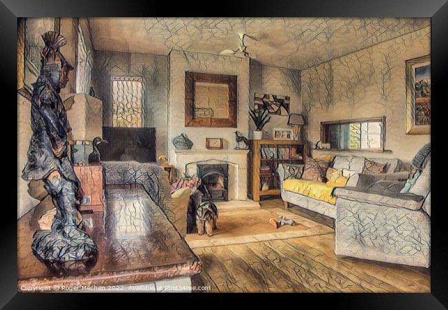 "Cubist Living Room" Framed Print by Roger Mechan