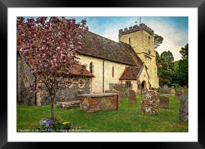 The Village Church: a Digital Painting Framed Mounted Print by Ian Lewis