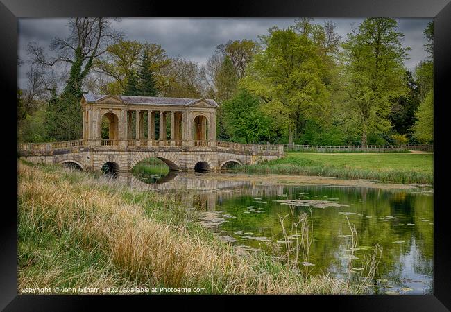 English Lake with Palladian Bridge Framed Print by John Gilham