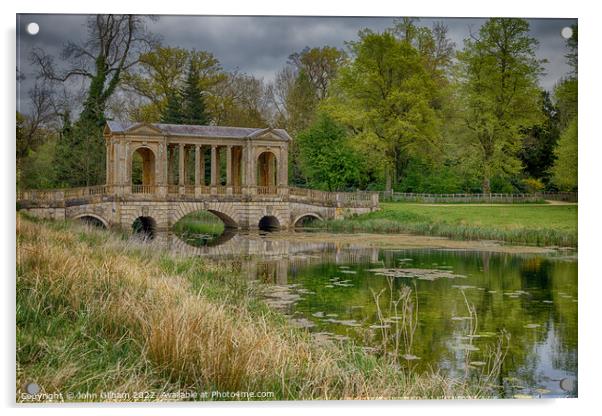 English Lake with Palladian Bridge Acrylic by John Gilham