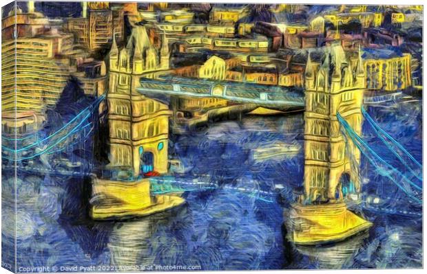 Tower Bridge Van Gogh Style Canvas Print by David Pyatt