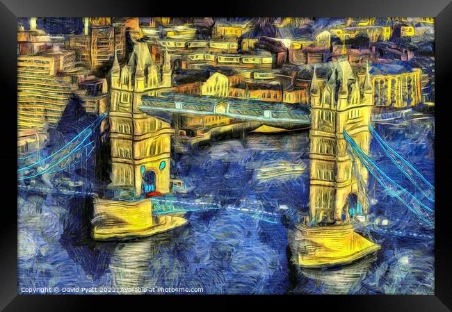 Tower Bridge Van Gogh Style Framed Print by David Pyatt