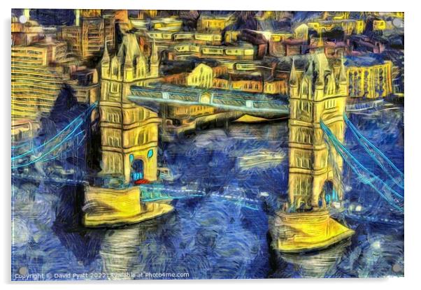 Tower Bridge Van Gogh Style Acrylic by David Pyatt