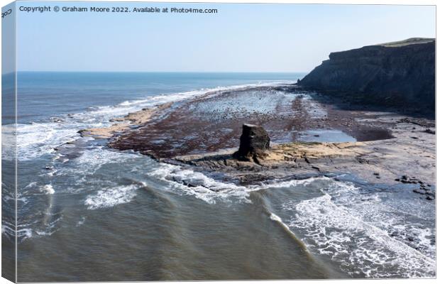 Black Nab Whitby from out to sea Canvas Print by Graham Moore