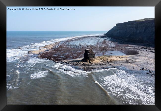 Black Nab Whitby from out to sea Framed Print by Graham Moore
