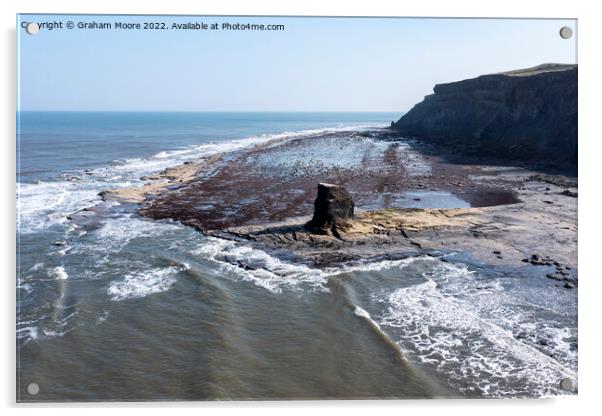 Black Nab Whitby from out to sea Acrylic by Graham Moore