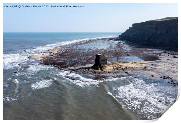 Black Nab Whitby from out to sea Print by Graham Moore