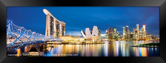 Singapore skyline panorama  Framed Print by Justin Foulkes