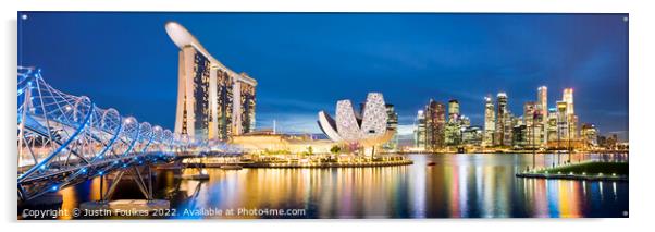 Singapore skyline panorama  Acrylic by Justin Foulkes