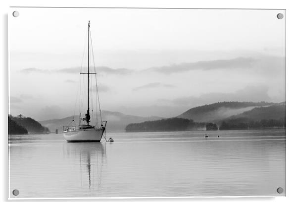 Lake District – Windermere Morning with Yacht  Acrylic by Will Ireland Photography