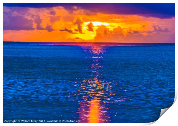 Colorful Sunset Cloudscape Blue Water Moorea Tahiti Print by William Perry