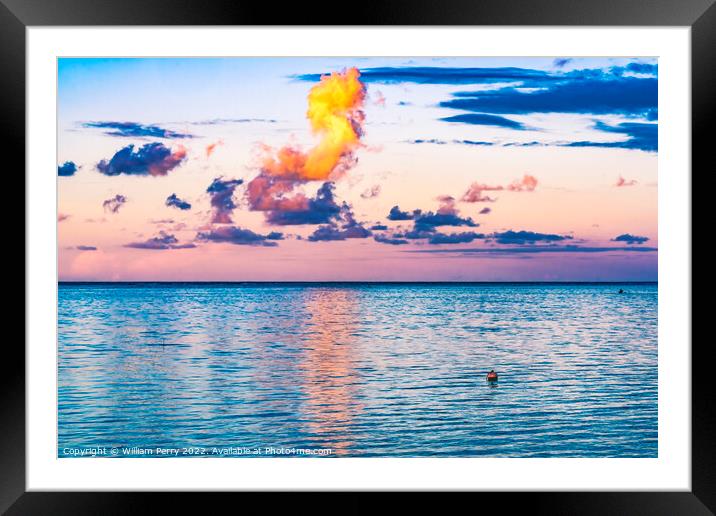 Sunset Cloudscape Blue Water Moorea Tahiti Framed Mounted Print by William Perry
