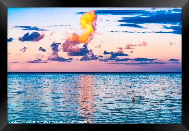 Sunset Cloudscape Blue Water Moorea Tahiti Framed Print by William Perry