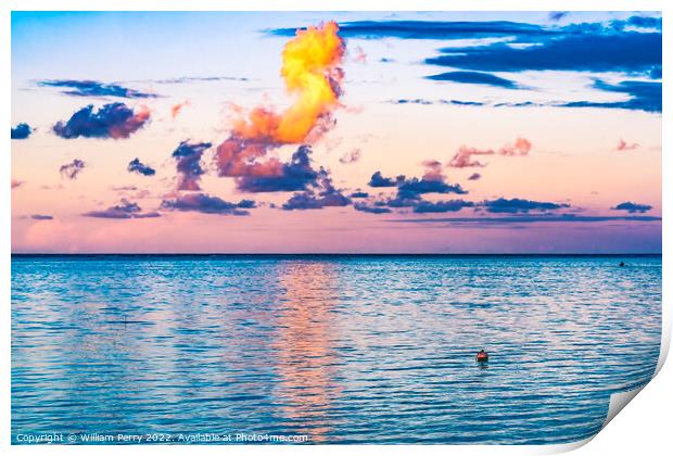 Sunset Cloudscape Blue Water Moorea Tahiti Print by William Perry