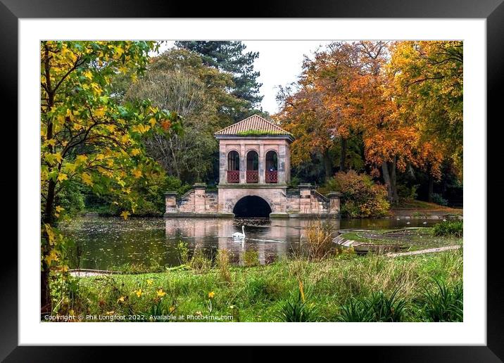 Swan Lake Birkenhead Park Wirral England Framed Mounted Print by Phil Longfoot